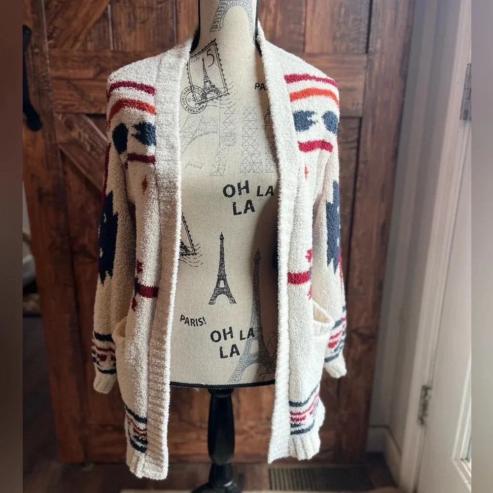 Audrey Parks by Francesca tribal boho western print oversized‎ knit cardigan sm